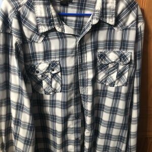 Helix Blue and White Checkered Button-Down Shirt
